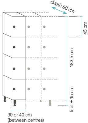 4 lockers per column